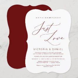 特別なものは何もない、ただ愛を。バーガンディ、結婚式の秘密の誓い 招待状