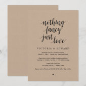 特別なものは何もない、ただ愛を。ブラック。ふたりだけの結婚式パーティー 招待状 (正面/裏面)