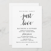 特別なものは何もない、ただ愛を。ブラック。ふたりだけの結婚式パーティー 招待状 (正面/裏面)