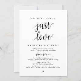 特別なものは何もない、ただ愛を。ブラック。ふたりだけの結婚式パーティー 招待状