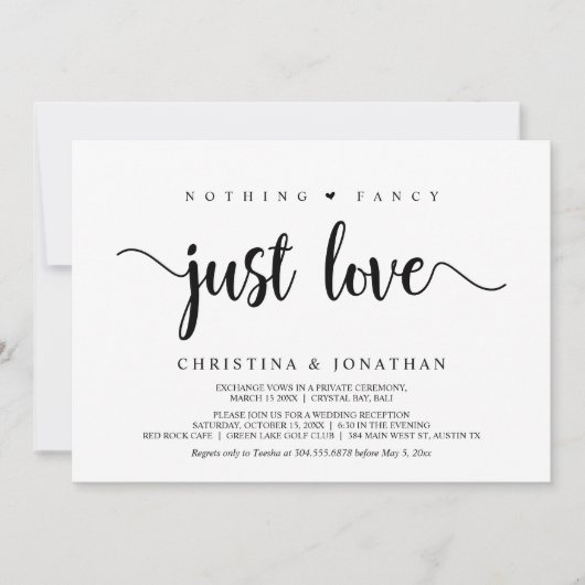 特別なものは何もない、ただ愛を。モダンな rustic スタイル、ふたりだけの結婚式 招待状 (正面)