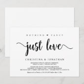 特別なものは何もない、ただ愛を。モダンな rustic スタイル、ふたりだけの結婚式 招待状 (正面/裏面)