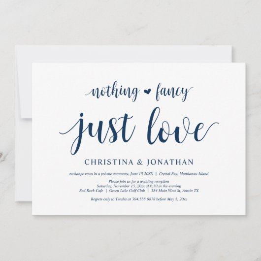 特別なものは何もない、ただ愛を、濃紺、 ふたりだけの結婚式 招待状 (正面)