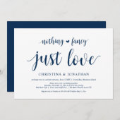 特別なものは何もない、ただ愛を、濃紺、 ふたりだけの結婚式 招待状 (正面/裏面)