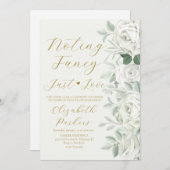 特別なものは何もない、ただ愛を。白いバラの秘密の結婚式 招待状 (正面/裏面)