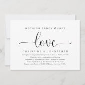 特別なものは何もない、ただ愛を。結婚式の秘密の式のパーティー 招待状 (正面)