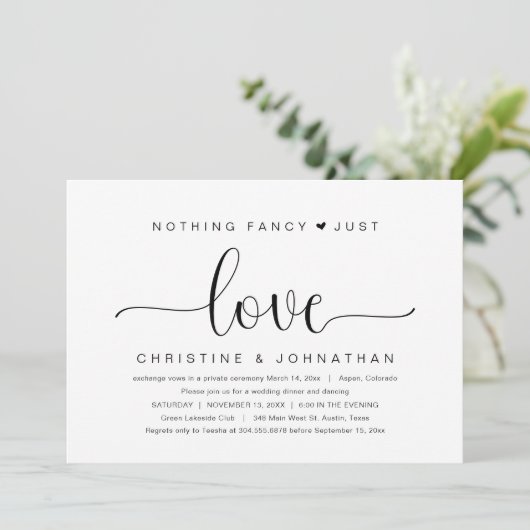 特別なものは何もない、ただ愛を。結婚式の秘密の式の招待状 招待状 (スタンド正面)