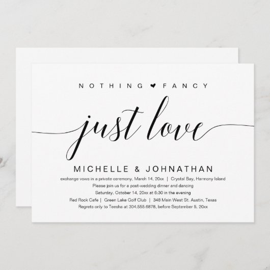 特別なものは何もない、ただ愛を、結婚式の秘密の誓い招待状 招待状 (正面/裏面)