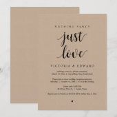 特別なものは何もない、ただ愛を。黒。ふたりだけの結婚式パーティー 招待状 (正面/裏面)