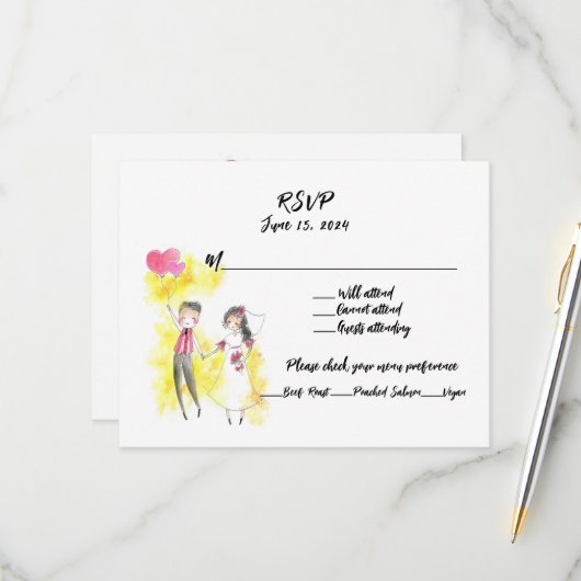 特別なものは何もなし。ただ愛とフリードリンクを楽しんで 出欠カード (正面/裏面インサイチュ)