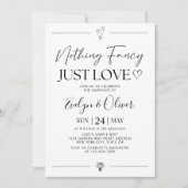 特別なものは何もなし。ただ愛を誓うのみの結婚式、ふたりだけの結婚式のご案内 招待状 (正面)