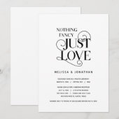 特別なものは何もなし、ただ愛を。クラシックブラック。ふたりだけの結婚式 招待状 (正面/裏面)