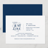 特別なものは何もなし、ただ愛を。ネイビーブルー、 水曜日での秘密の結婚式 招待状 (正面/裏面)