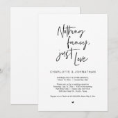 特別なものは何もなし、ただ愛を。ネイビーブルー、秘密の結婚式招待状
 招待状 (正面/裏面)