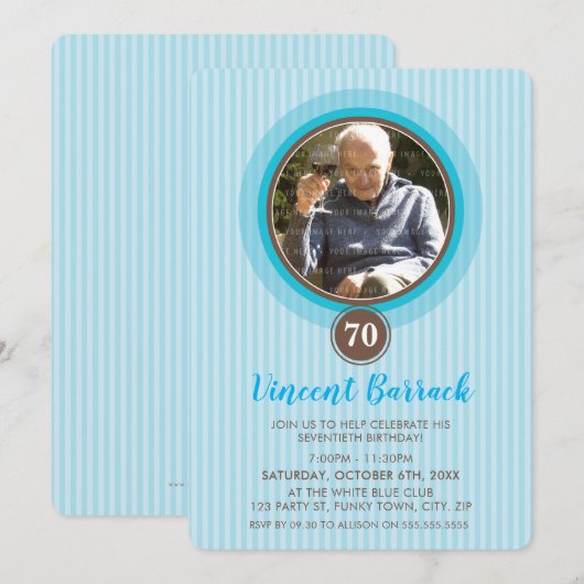 特別なイベントご招待　素敵な写真スポット　青 招待状 (正面/裏面)