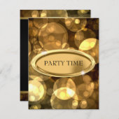 特別なイベントのエレガントな黒及び金ゴールドの泡 招待状 (正面/裏面)