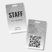 特別なイベントやコンサート用の輝く銀のグリッター付きのスタッフ バッジ (正面&裏面)