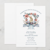 特別なイースターベイビーシャワーのご招待 - ぴょんぴょんうさぎ 招待状 (正面/裏面)