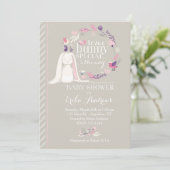 特別なウサギのベイビーシャワー招待状（グレー） 招待状 (スタンド正面)