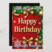 特別なクリスマスの誕生日グリーティングカード 招待状 (正面/裏面)