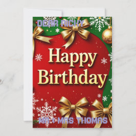 特別なクリスマスの誕生日グリーティングカード 招待状