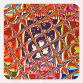 特別なクリスマスカラーズスノーサンタホホホー美術 スクエアシール (正面)