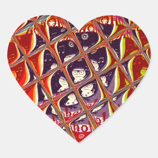 特別なクリスマスカラーズスノーサンタホホーポップ・アートのアル ハートシール (正面)