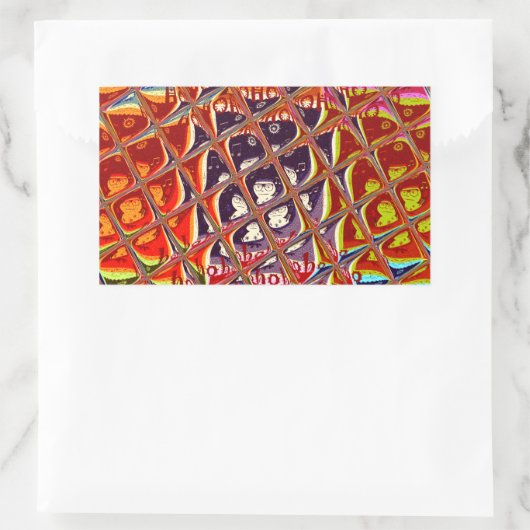 特別なクリスマスカラーズスノーサンタホホーポップ・アートのアル 長方形シール (バッグ)