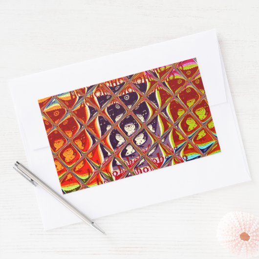 特別なクリスマスカラーズスノーサンタホホーポップ・アートのアル 長方形シール (封筒)