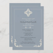 特別なクロス ブルー 宗教的招待状 招待状 (正面/裏面)