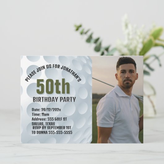 特別なゴルフをテーマにした誕生祝い 招待状 (スタンド正面)