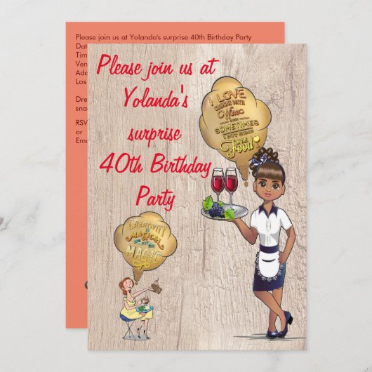 特別なサプライズ40th誕生日パーティー 招待状 (正面/裏面)