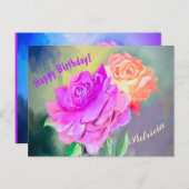 特別なシーンにぴったりな手描きの美しいバラ ポストカード (正面/裏面)