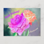 特別なシーンにぴったりな手描きの美しいバラ ポストカード (正面)