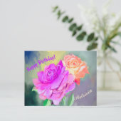 特別なシーンにぴったりな美しい手描きのバラ ポストカード (スタンド正面)