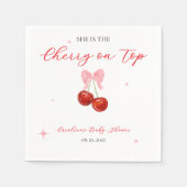 特別なチェリーオントップのベビーシャワー スタンダードカクテルナプキン (正面)