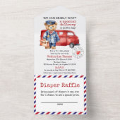 特別なデリバリーの赤ちゃんシャワーを待つことができる オールインワン招待状 (内側)