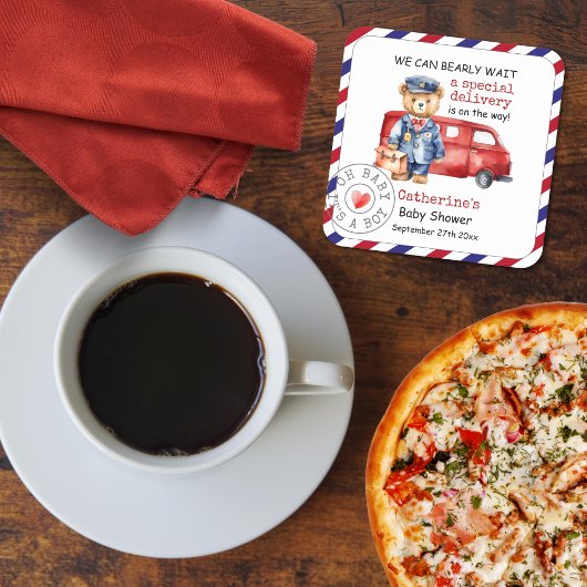 特別なデリバリーの赤ちゃんシャワーを待つことができる スクエアペーパーコースター