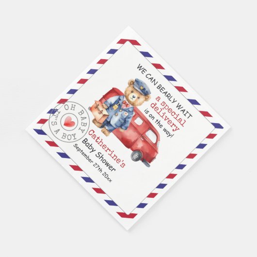 特別なデリバリーの赤ちゃんシャワーを待つことができる スタンダードランチョンナプキン (角)