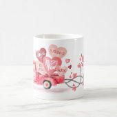 特別なデリバリーバレンタインハート水色トラック コーヒーマグカップ (中央)