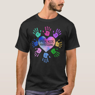特別なニーズに対応する専門家の手ハート Tシャツ