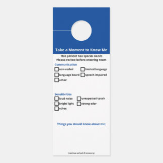 特別なニーズ患者 – ロゴバージョンなし ドアノブサイン