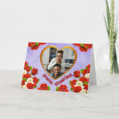 特別なバレンタインバラ金ゴールドハートあなたの写真を追加 シーズンカード (正面)