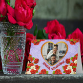 特別なバレンタインバラ金ゴールドハートあなたの写真を追加 シーズンカード