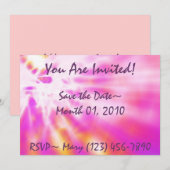 特別なピンクのタイダイ招待状 招待状 (正面/裏面)