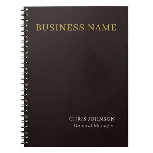 特別なブラック＆ゴールドカラープレーンオーダーネームポジション ノートブック (正面)