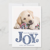 特別なペットの写真 JOY 青い肉球の犬 シーズンカード (正面)