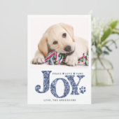 特別なペットの写真 JOY 青い肉球の犬 シーズンカード (スタンド正面)