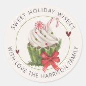 特別なホリデー カップケーキ パーソナライズ ラウンドシール (正面)