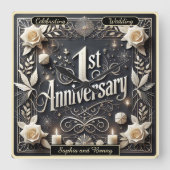 特別なマイルス祝トーンの最初の記念日 スクエア壁時計 (正面)